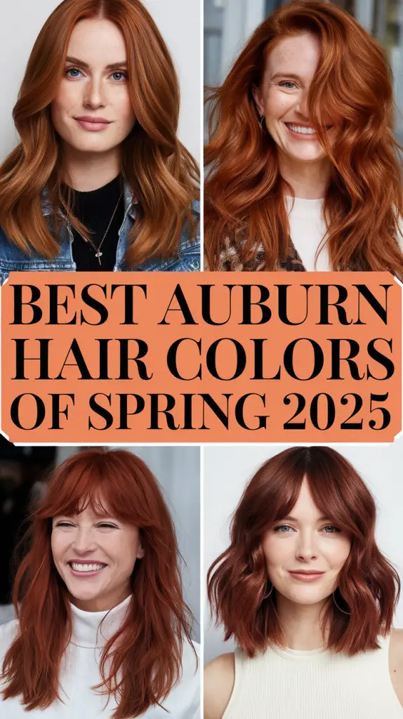 Spring Auburn Hair Colors Ideas 2025: Natural Red and Copper Highlights