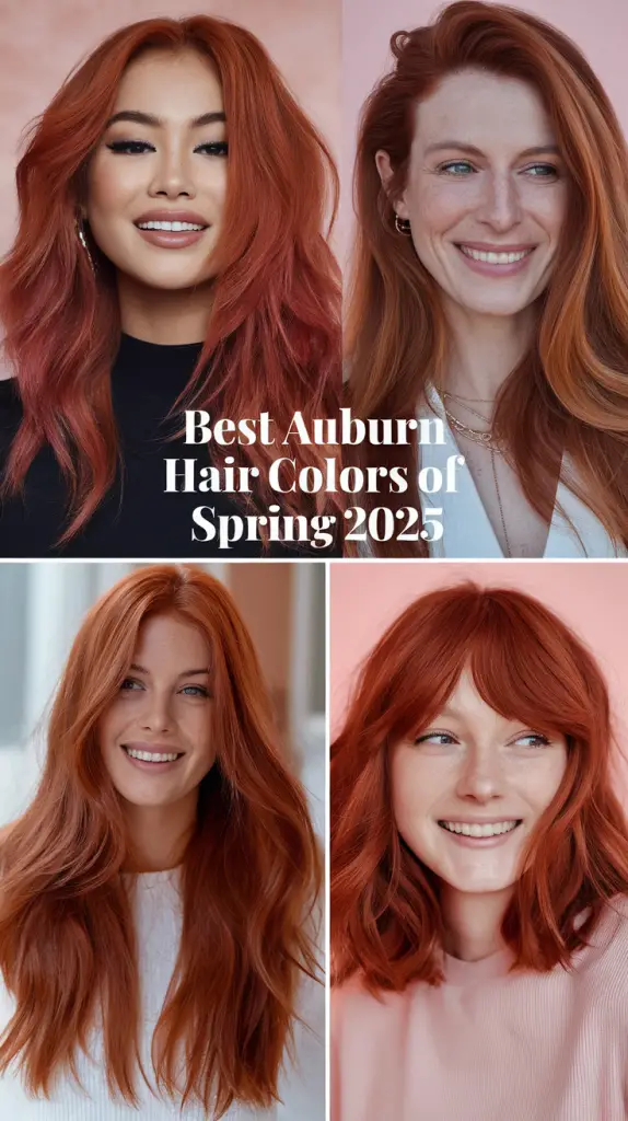 Spring Auburn Hair Colors Ideas 2025: Natural Red and Copper Highlights