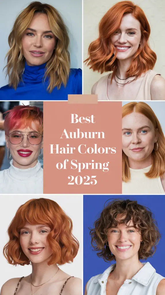 Spring Auburn Hair Colors Ideas 2025: Natural Red and Copper Highlights